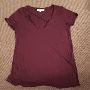 Urban Outfitters Maroon Cutout T-shirt